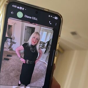 Classic Black Maxi Dress with Belt - Unbranded